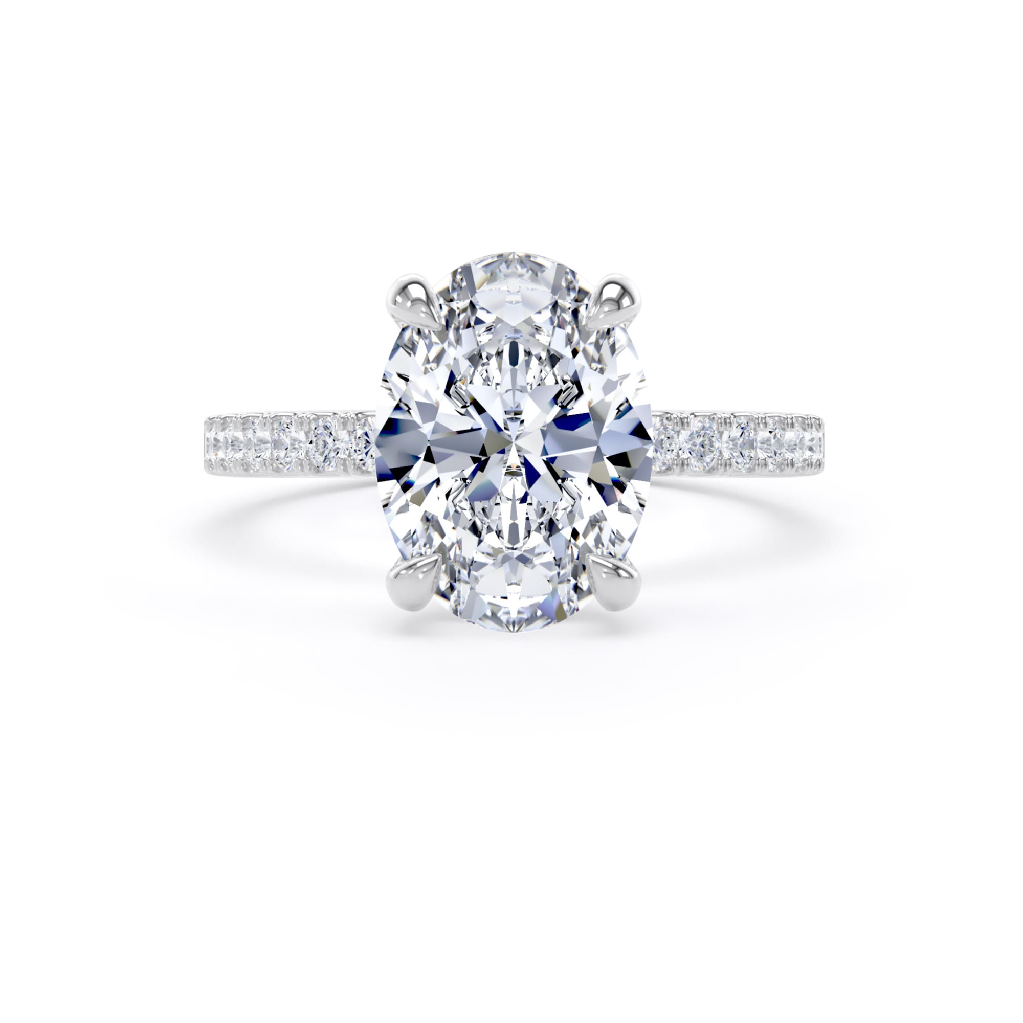Goldsmiths 18ct White Gold 2.70cttw Oval Lab Grown Diamond Set Shoulder Solitaire Engagement Ring - Ring Size I Goldsmiths 18ct White Gold 2.70cttw Oval Lab Grown Diamond Set Shoulder Solitaire Engagement Ring - Ring Size I