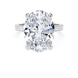 Goldsmiths 18ct White Gold 7.25cttw Oval Lab Grown Diamond Set Shoulder Solitaire Engagement Ring - Ring Size K