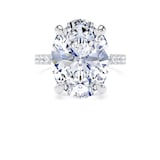 Goldsmiths 18ct White Gold 7.25cttw Oval Lab Grown Diamond Set Shoulder Solitaire Engagement Ring - Ring Size K