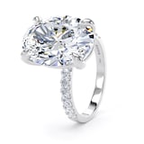 Goldsmiths 18ct White Gold 7.25cttw Oval Lab Grown Diamond Set Shoulder Solitaire Engagement Ring - Ring Size K