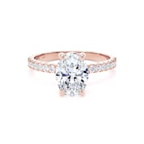 Goldsmiths 18ct Rose Gold 1.70cttw Oval Lab Grown Diamond Set Shoulder Solitaire Engagement Ring - Ring Size Q.5
