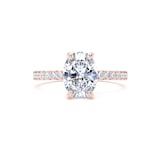 Goldsmiths 18ct Rose Gold 1.70cttw Oval Lab Grown Diamond Set Shoulder Solitaire Engagement Ring - Ring Size Q.5