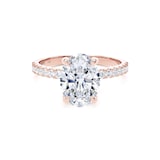 Goldsmiths 18ct Rose Gold 2.20cttw Oval Lab Grown Diamond Set Shoulder Solitaire Engagement Ring - Ring Size U.5
