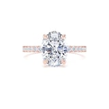 Goldsmiths 18ct Rose Gold 2.20cttw Oval Lab Grown Diamond Set Shoulder Solitaire Engagement Ring - Ring Size U.5