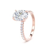 Goldsmiths 18ct Rose Gold 2.20cttw Oval Lab Grown Diamond Set Shoulder Solitaire Engagement Ring - Ring Size U.5