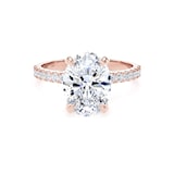 Goldsmiths 18ct Rose Gold 2.70cttw Oval Lab Grown Diamond Set Shoulder Solitaire Engagement Ring - Ring Size G