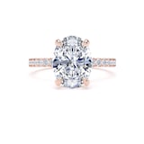 Goldsmiths 18ct Rose Gold 2.70cttw Oval Lab Grown Diamond Set Shoulder Solitaire Engagement Ring - Ring Size G