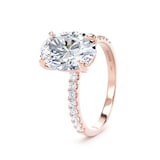 Goldsmiths 18ct Rose Gold 2.70cttw Oval Lab Grown Diamond Set Shoulder Solitaire Engagement Ring - Ring Size G