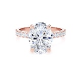 Goldsmiths 18ct Rose Gold 3.25cttw Oval Lab Grown Diamond Set Shoulder Solitaire Engagement Ring - Ring Size H.5
