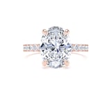Goldsmiths 18ct Rose Gold 3.25cttw Oval Lab Grown Diamond Set Shoulder Solitaire Engagement Ring - Ring Size H.5
