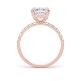 Goldsmiths 18ct Rose Gold 3.25cttw Oval Lab Grown Diamond Set Shoulder Solitaire Engagement Ring - Ring Size H.5