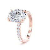 Goldsmiths 18ct Rose Gold 3.25cttw Oval Lab Grown Diamond Set Shoulder Solitaire Engagement Ring - Ring Size H.5
