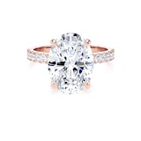 Goldsmiths 18ct Rose Gold 4.25cttw Oval Lab Grown Diamond Set Shoulder Solitaire Engagement Ring - Ring Size H