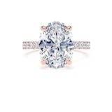 Goldsmiths 18ct Rose Gold 4.25cttw Oval Lab Grown Diamond Set Shoulder Solitaire Engagement Ring - Ring Size H