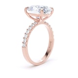 Goldsmiths 18ct Rose Gold 4.25cttw Oval Lab Grown Diamond Set Shoulder Solitaire Engagement Ring - Ring Size H