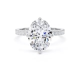 Goldsmiths Platinum Compass Set 3.25cttw Oval Lab Grown Diamond Set Shoulder Solitaire Engagement Ring - Ring Size T