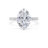 Goldsmiths Platinum Compass Set 3.25cttw Oval Lab Grown Diamond Set Shoulder Solitaire Engagement Ring - Ring Size T