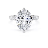 Goldsmiths Platinum Compass Set 4.25cttw Oval Lab Grown Diamond Set Shoulder Solitaire Engagement Ring - Ring Size F.5