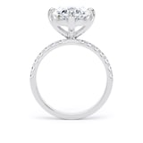 Goldsmiths Platinum Compass Set 4.25cttw Oval Lab Grown Diamond Set Shoulder Solitaire Engagement Ring - Ring Size F.5