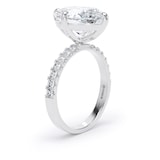 Goldsmiths Platinum Compass Set 4.25cttw Oval Lab Grown Diamond Set Shoulder Solitaire Engagement Ring - Ring Size F.5