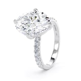 Goldsmiths Platinum Compass Set 4.25cttw Oval Lab Grown Diamond Set Shoulder Solitaire Engagement Ring - Ring Size F.5