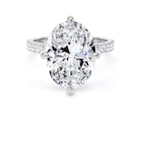 Goldsmiths Platinum Compass Set 5.25cttw Oval Lab Grown Diamond Set Shoulder Solitaire Engagement Ring - Ring Size O.5