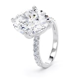 Goldsmiths Platinum Compass Set 5.25cttw Oval Lab Grown Diamond Set Shoulder Solitaire Engagement Ring - Ring Size O.5