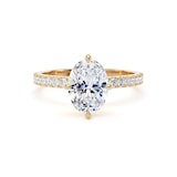 Goldsmiths 18ct Yellow Gold Compass Set 1.70cttw Oval Lab Grown Diamond Set Shoulder Solitaire Engagement Ring - Ring Size G.5