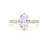 Goldsmiths 18ct Yellow Gold Compass Set 1.70cttw Oval Lab Grown Diamond Set Shoulder Solitaire Engagement Ring - Ring Size G.5