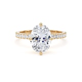Goldsmiths 18ct Yellow Gold Compass Set 2.20cttw Oval Lab Grown Diamond Set Shoulder Solitaire Engagement Ring - Ring Size O.5