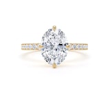 Goldsmiths 18ct Yellow Gold Compass Set 2.20cttw Oval Lab Grown Diamond Set Shoulder Solitaire Engagement Ring - Ring Size O.5