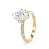 Goldsmiths 18ct Yellow Gold Compass Set 2.20cttw Oval Lab Grown Diamond Set Shoulder Solitaire Engagement Ring - Ring Size O.5