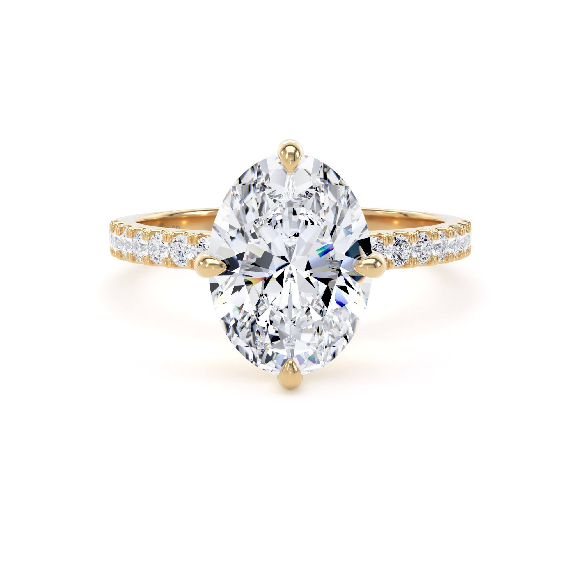 18ct Yellow Gold Compass Set 2.70cttw Oval Lab Grown Diamond Set Shoulder Solitaire Engagement Ring