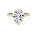 Goldsmiths 18ct Yellow Gold Compass Set 3.25cttw Oval Lab Grown Diamond Set Shoulder Solitaire Engagement Ring - Ring Size H
