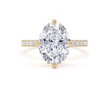 Goldsmiths 18ct Yellow Gold Compass Set 3.25cttw Oval Lab Grown Diamond Set Shoulder Solitaire Engagement Ring - Ring Size H
