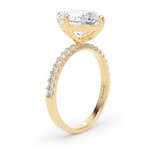 Goldsmiths 18ct Yellow Gold Compass Set 3.25cttw Oval Lab Grown Diamond Set Shoulder Solitaire Engagement Ring - Ring Size H