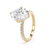 Goldsmiths 18ct Yellow Gold Compass Set 3.25cttw Oval Lab Grown Diamond Set Shoulder Solitaire Engagement Ring - Ring Size H