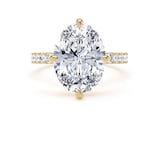 Goldsmiths 18ct Yellow Gold Compass Set 4.25cttw Oval Lab Grown Diamond Set Shoulder Solitaire Engagement Ring - Ring Size F.5