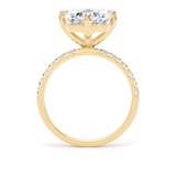 Goldsmiths 18ct Yellow Gold Compass Set 4.25cttw Oval Lab Grown Diamond Set Shoulder Solitaire Engagement Ring - Ring Size F.5