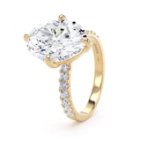 Goldsmiths 18ct Yellow Gold Compass Set 4.25cttw Oval Lab Grown Diamond Set Shoulder Solitaire Engagement Ring - Ring Size F.5