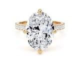 Goldsmiths 18ct Yellow Gold Compass Set 5.25cttw Oval Lab Grown Diamond Set Shoulder Solitaire Engagement Ring - Ring Size F