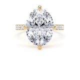 Goldsmiths 18ct Yellow Gold Compass Set 5.25cttw Oval Lab Grown Diamond Set Shoulder Solitaire Engagement Ring - Ring Size F
