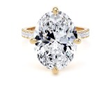 Goldsmiths 18ct Yellow Gold Compass Set 7.25cttw Oval Lab Grown Diamond Set Shoulder Solitaire Engagement Ring - Ring Size F