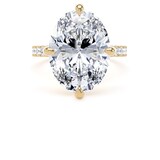 Goldsmiths 18ct Yellow Gold Compass Set 7.25cttw Oval Lab Grown Diamond Set Shoulder Solitaire Engagement Ring - Ring Size F