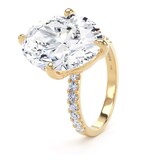 Goldsmiths 18ct Yellow Gold Compass Set 7.25cttw Oval Lab Grown Diamond Set Shoulder Solitaire Engagement Ring - Ring Size F