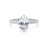 Goldsmiths 18ct White Gold Compass Set 1.70cttw Oval Lab Grown Diamond Set Shoulder Solitaire Engagement Ring - Ring Size L.5