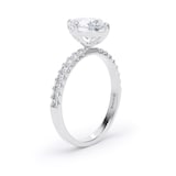 Goldsmiths 18ct White Gold Compass Set 1.70cttw Oval Lab Grown Diamond Set Shoulder Solitaire Engagement Ring - Ring Size L.5