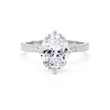 Goldsmiths 18ct White Gold Compass Set 2.20cttw Oval Lab Grown Diamond Set Shoulder Solitaire Engagement Ring - Ring Size M.5