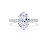 Goldsmiths 18ct White Gold Compass Set 2.20cttw Oval Lab Grown Diamond Set Shoulder Solitaire Engagement Ring - Ring Size M.5