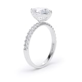 Goldsmiths 18ct White Gold Compass Set 2.20cttw Oval Lab Grown Diamond Set Shoulder Solitaire Engagement Ring - Ring Size M.5